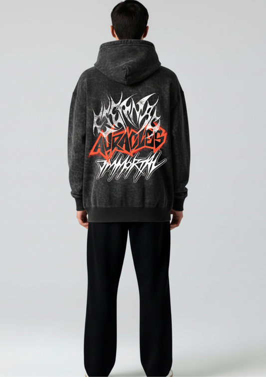 Neon Grit Pullover Oversized Washed Hoodie