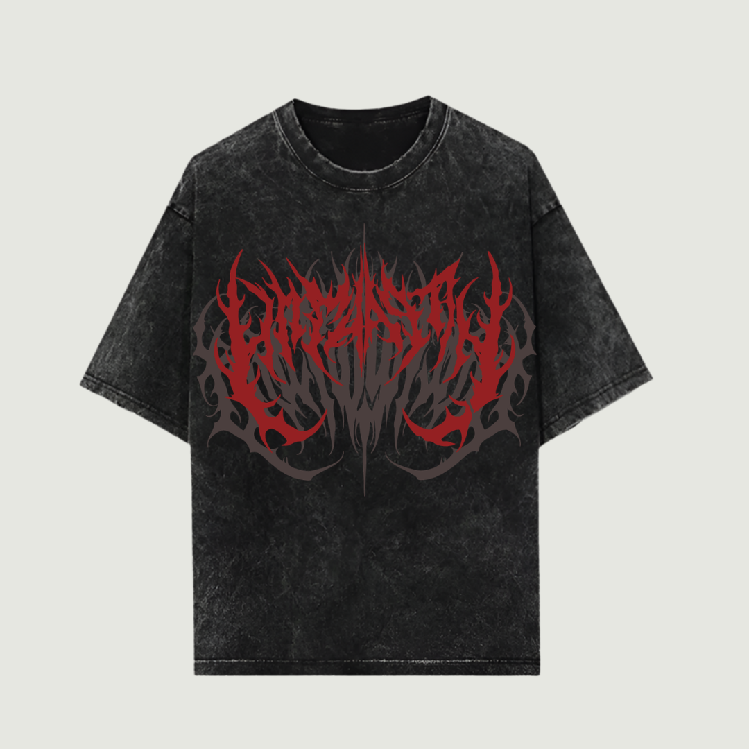 Crimson Chaos Washed Oversized Tshirt