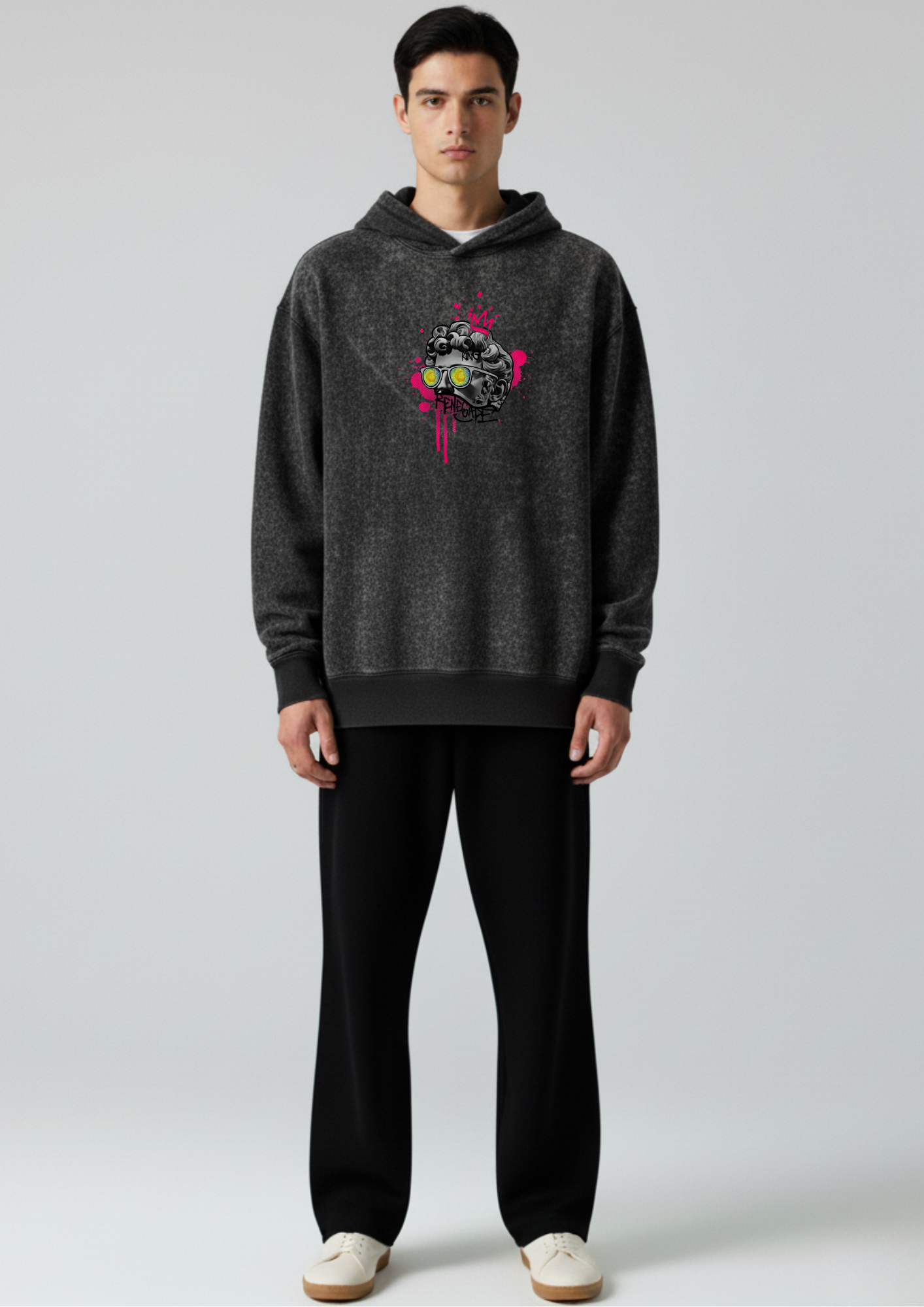 Statue-Pop Oversized Washed Hoodie