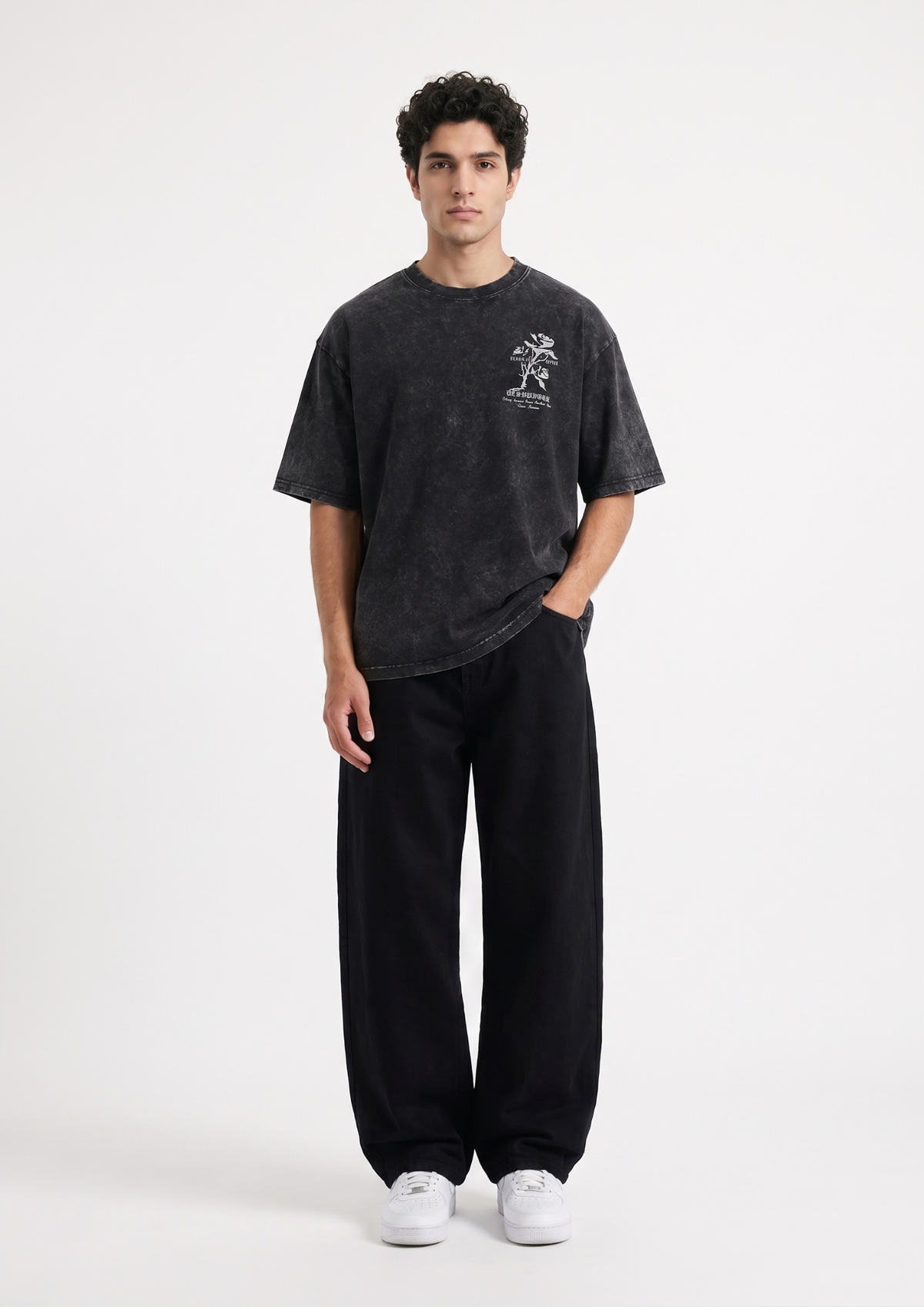 Black Rose Washed Oversized Tshirt