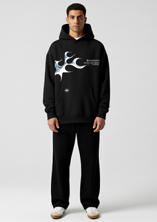 Black Serene Oversized Hoodie
