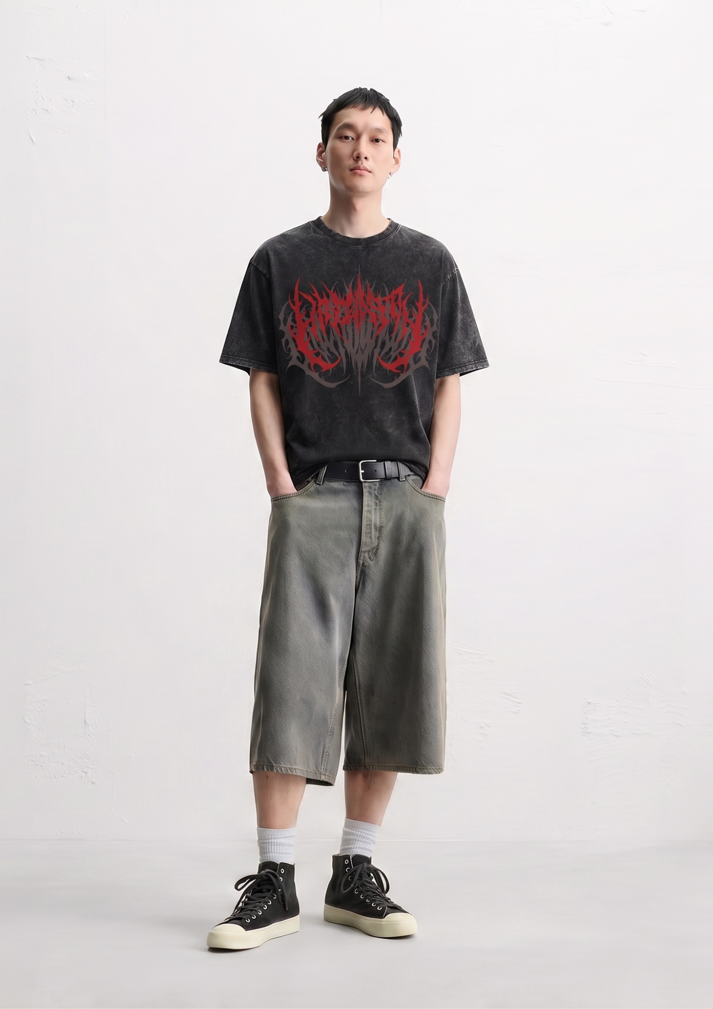 Crimson Chaos Washed Oversized Tshirt