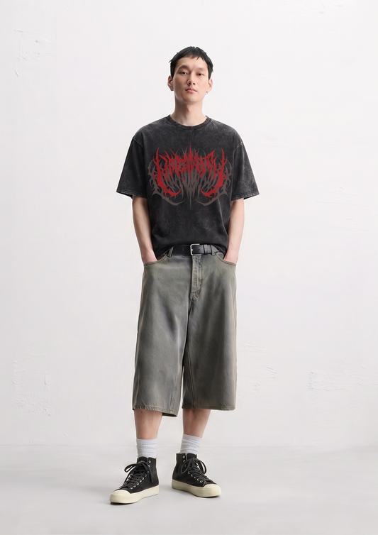 Crimson Chaos Washed Oversized Tshirt