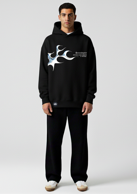 Black Serene Oversized Hoodie